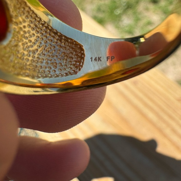 Vintage 14k fp gold coral moghul style cocktail ring size 7 - Picture 5 of 7